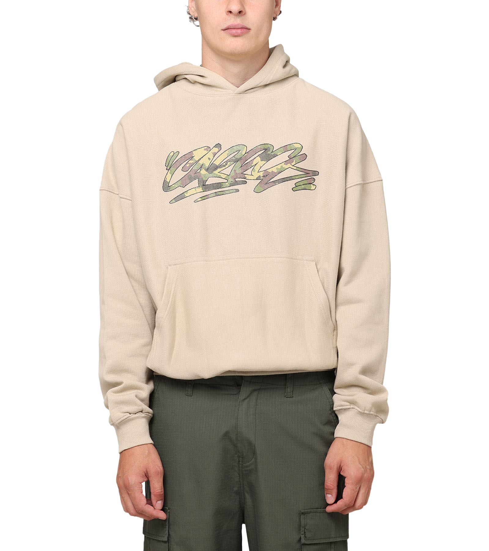CARRE Men's Camo Script Hoodie Sweatshirt - Stone M