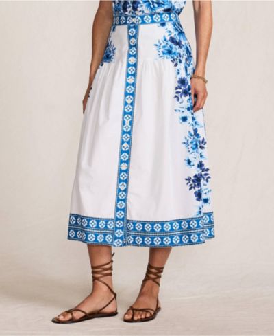 Женская миди-юбка Lands' End Poplin Border Print