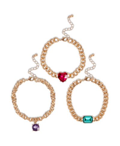 Jessica Simpson 3-Piece Chunky Gemstone Chain Bracelet Set