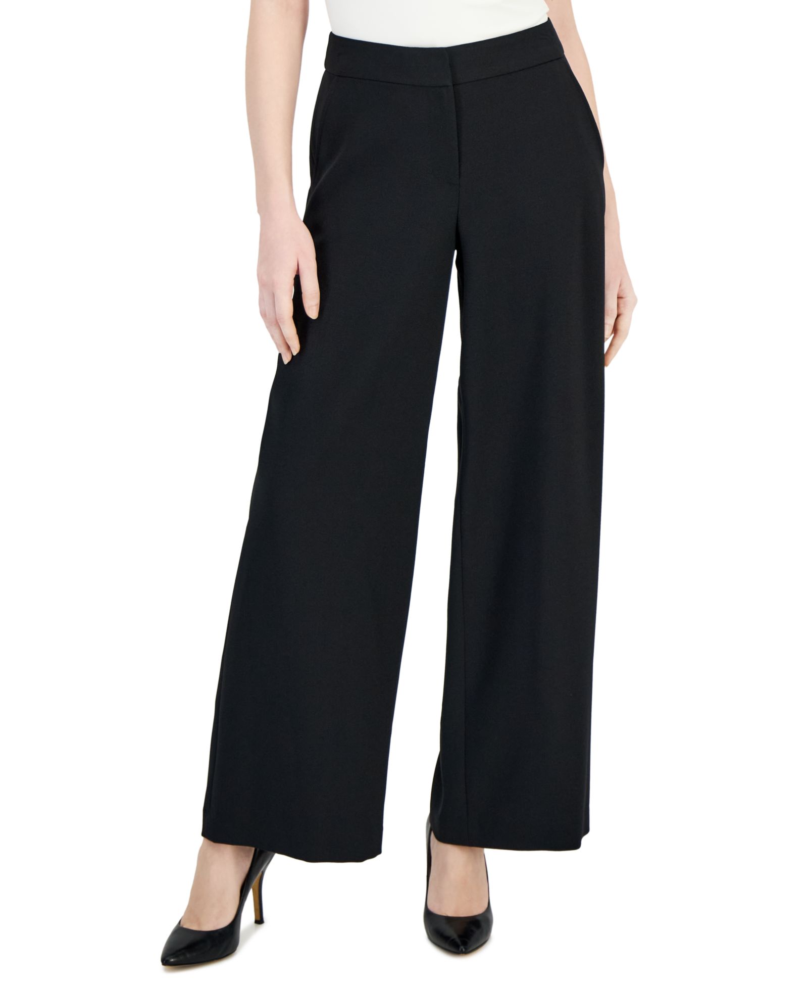 Tahari ASL Women's Mid-Rise Wide Leg Pants