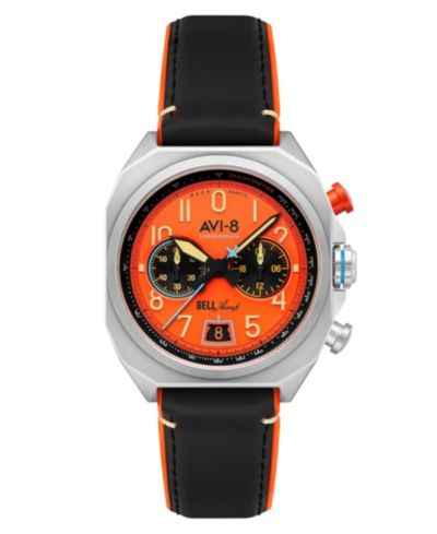 AVI-8 Мужские часы с кожаным ремешком Black Leather Strap, 41mm
