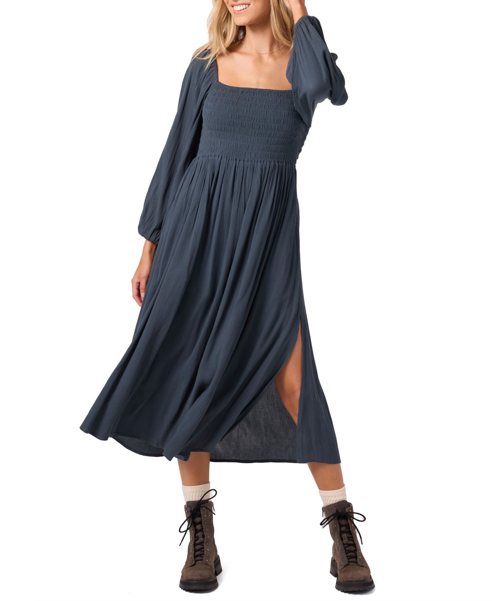 Женское платье миди O'Neill Women's Gracyn Smocked с длинным рукавом