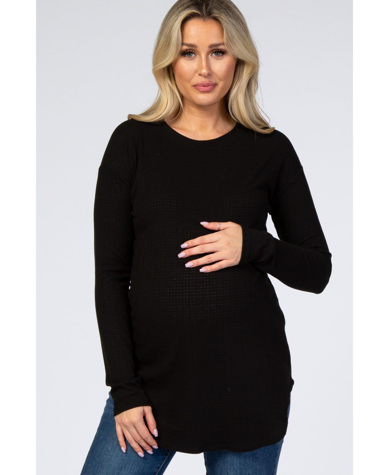 Pinkblush Women's Ivory Long Sleeve Ribbed Top