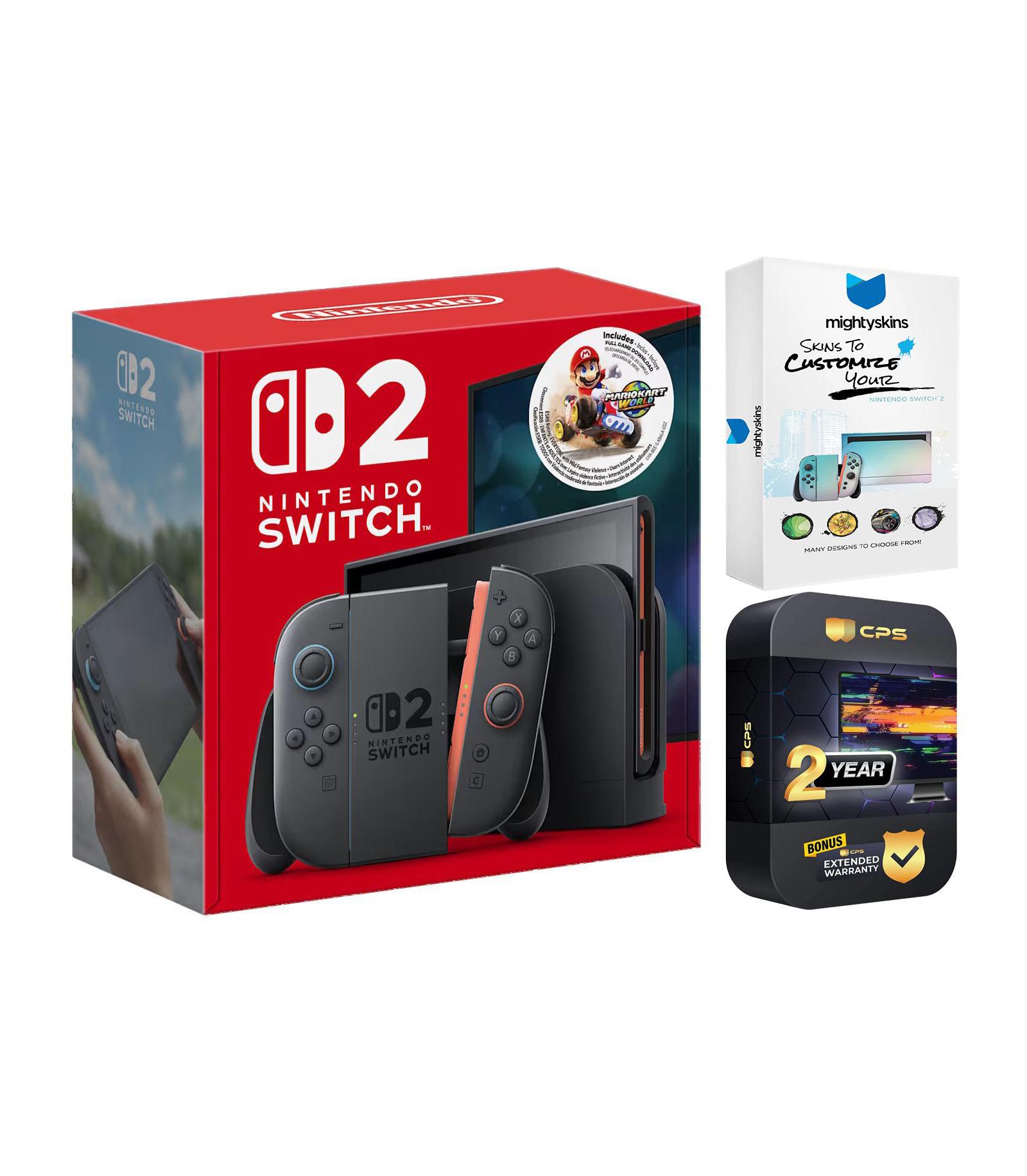 Nintendo Switch 2 Mario Kart World Bundle с кодом MightySkins