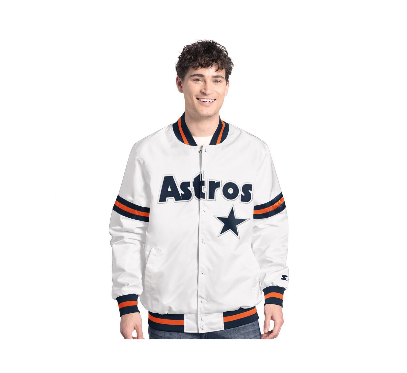 Starter Men's White Houston Astros Cooperstown Scout Full-Snap Varsity Jacket