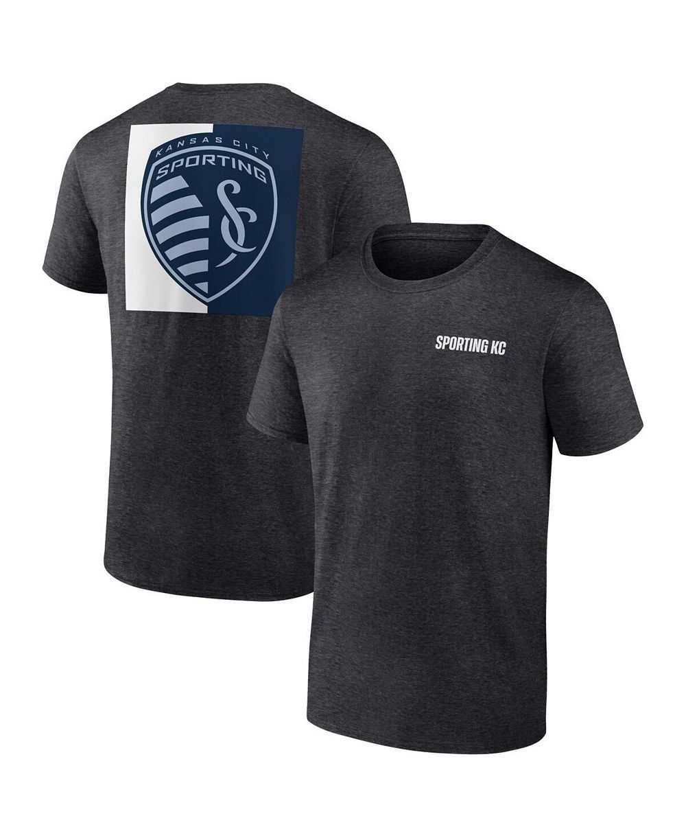 Мужская футболка Fanatics Heather Charcoal Sporting Kansas City Iconic Blocked-Out