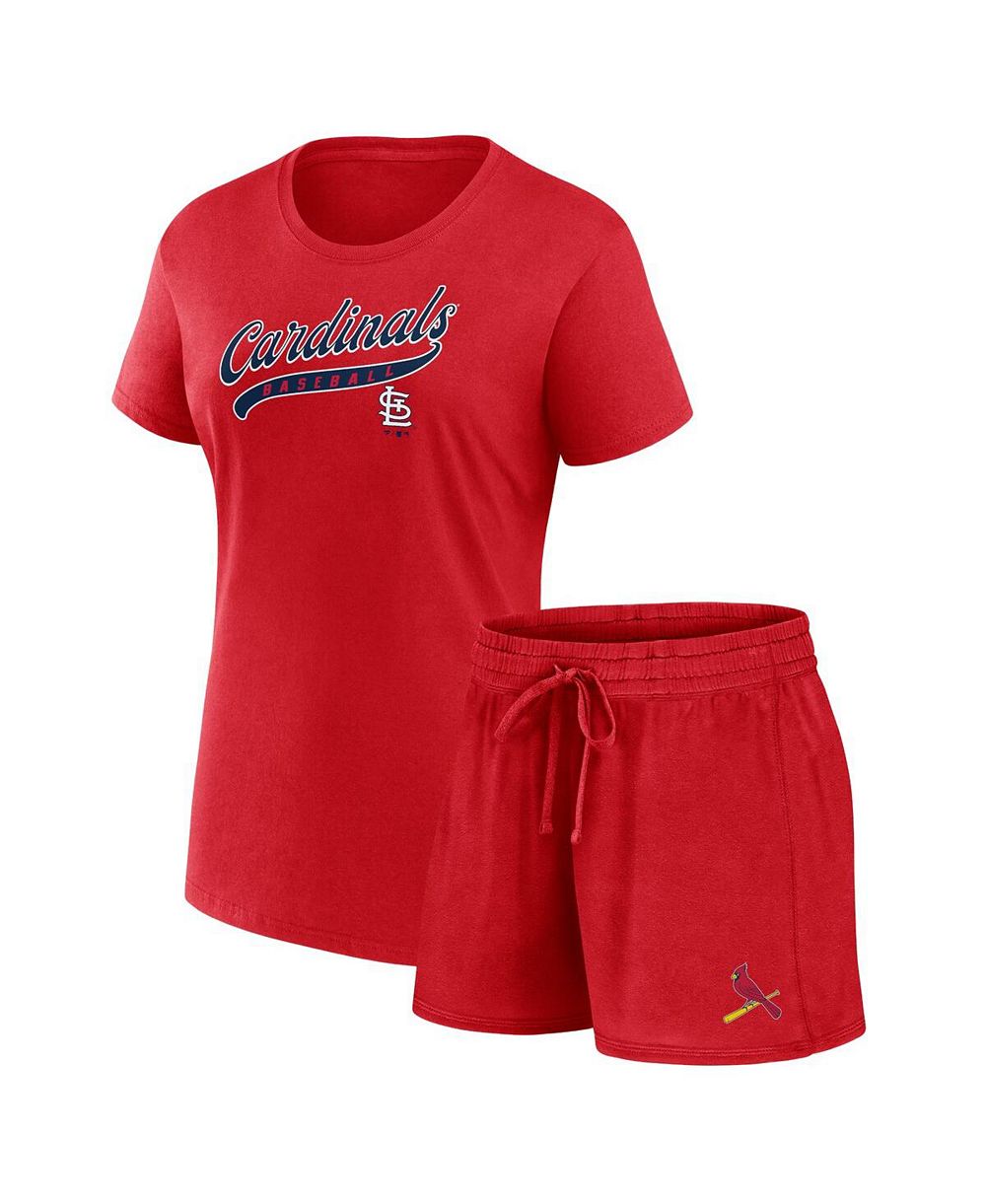 Fanatics Женский 2-Pieces Red St. Louis Cardinals Start to Finish T-Shirt and Shorts Combo Pack