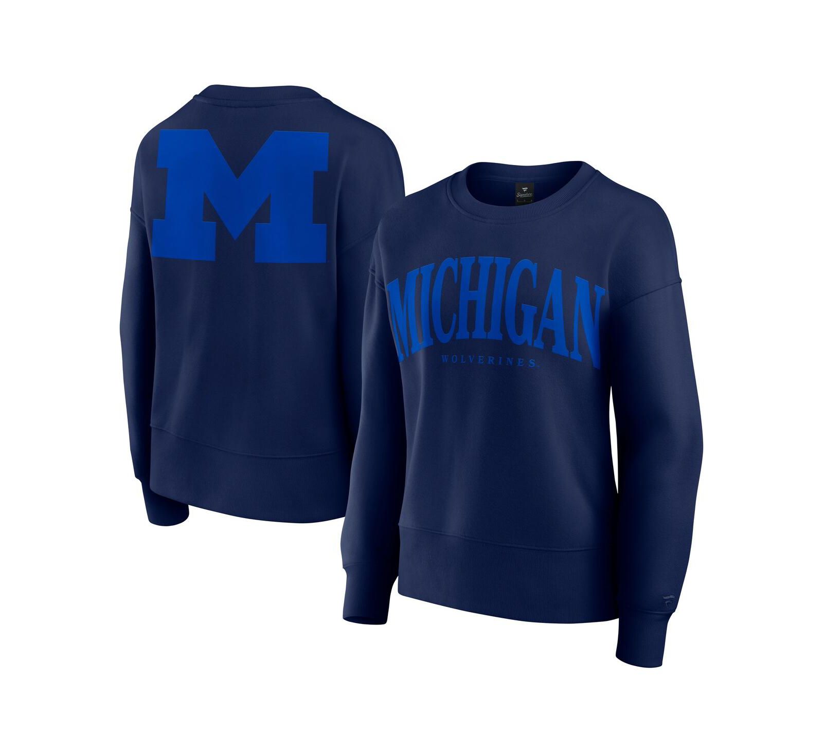 Свитшот Fanatics Women's Navy Michigan Wolverines Supersoft Flow Fleece Pullover