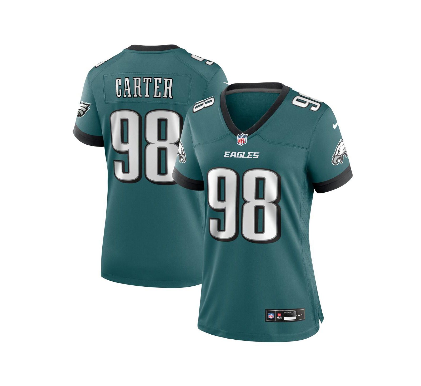 Nike Женская игровая джерси Jalen Carter Midnight Green Philadelphia Eagles