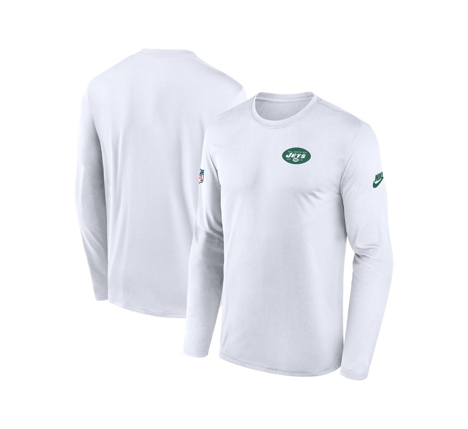 Футболка Nike New York Jets Legend Small Logo Performance с длинным рукавом для мужчин, белая