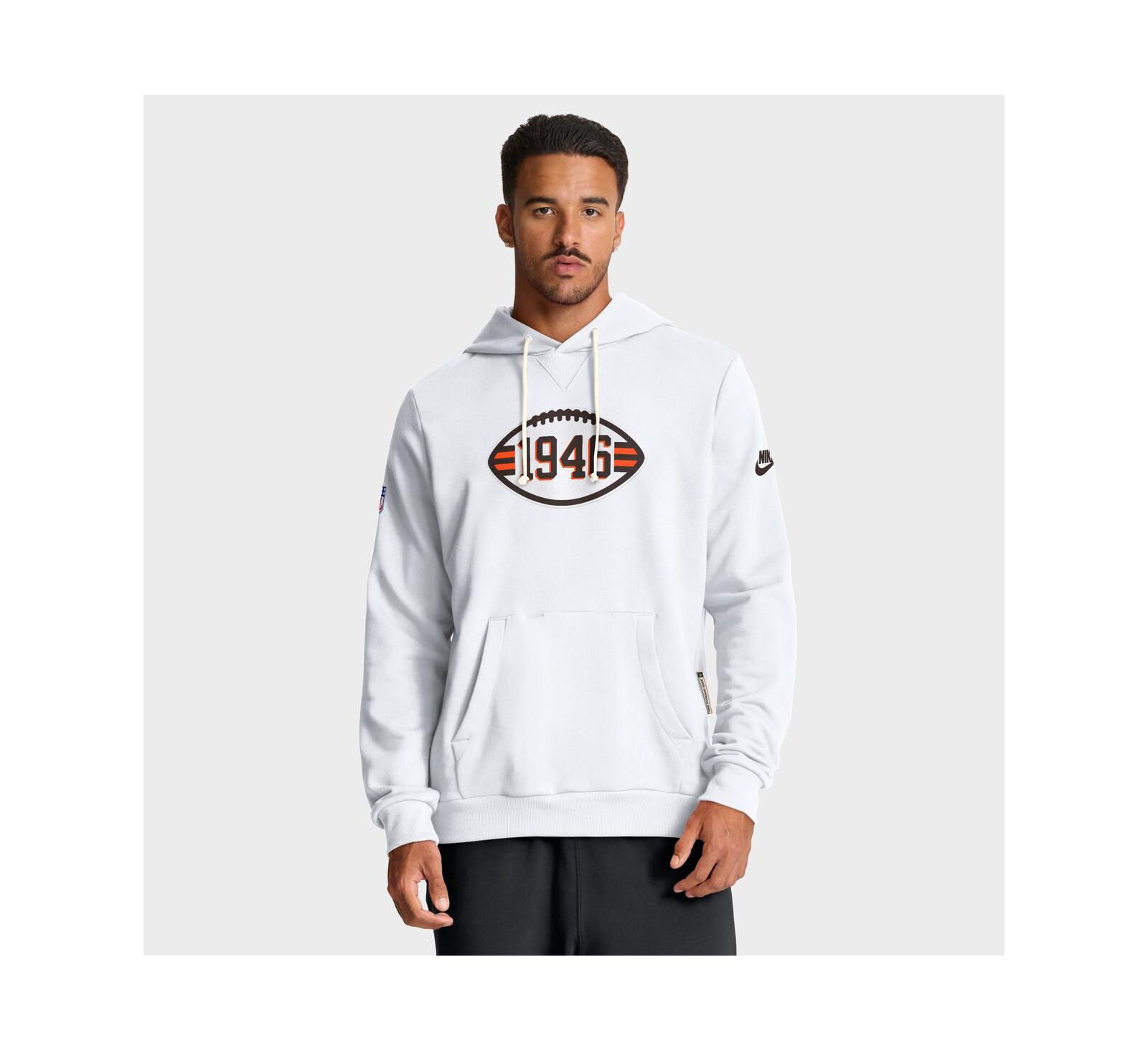 Мужское худи Nike White Cleveland Browns Sideline Offensive Set Play Performance Pullover