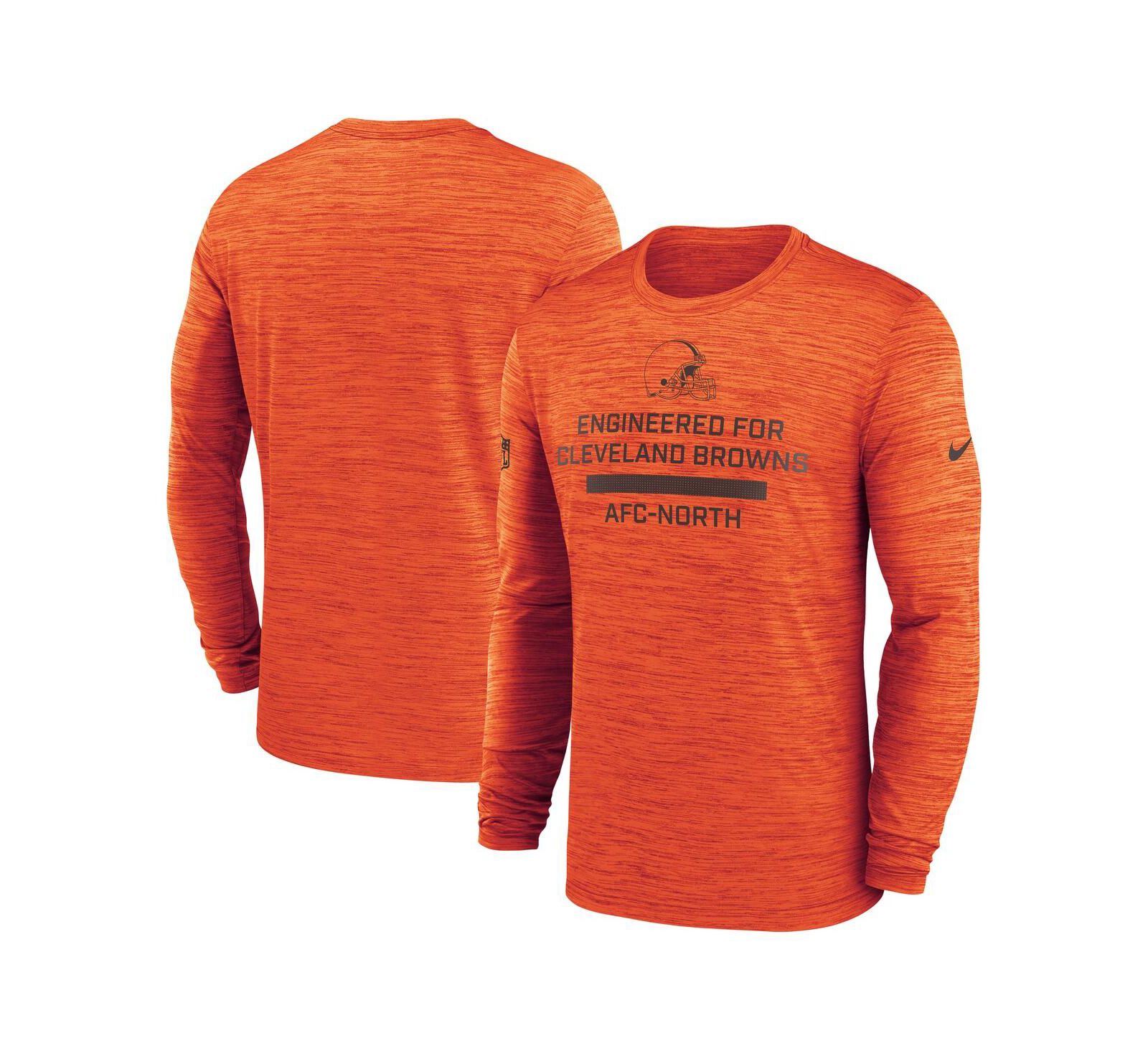 Футболка Nike Men's Orange Cleveland Browns Sideline Velocity Performance Long Sleeve