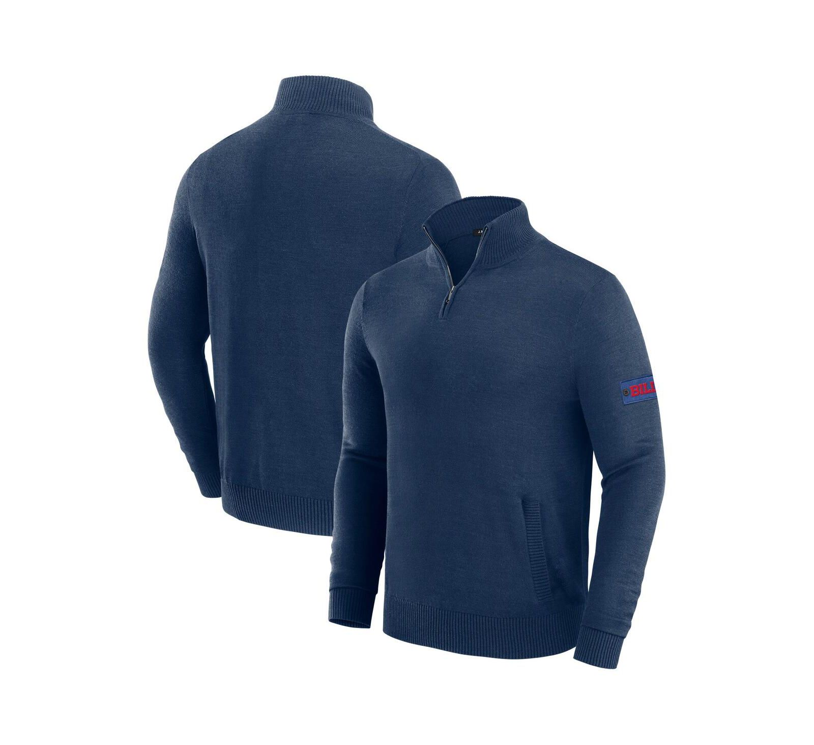 J. Palmer Men's Navy Buffalo Bills Franchise Quarter-Zip Sweater