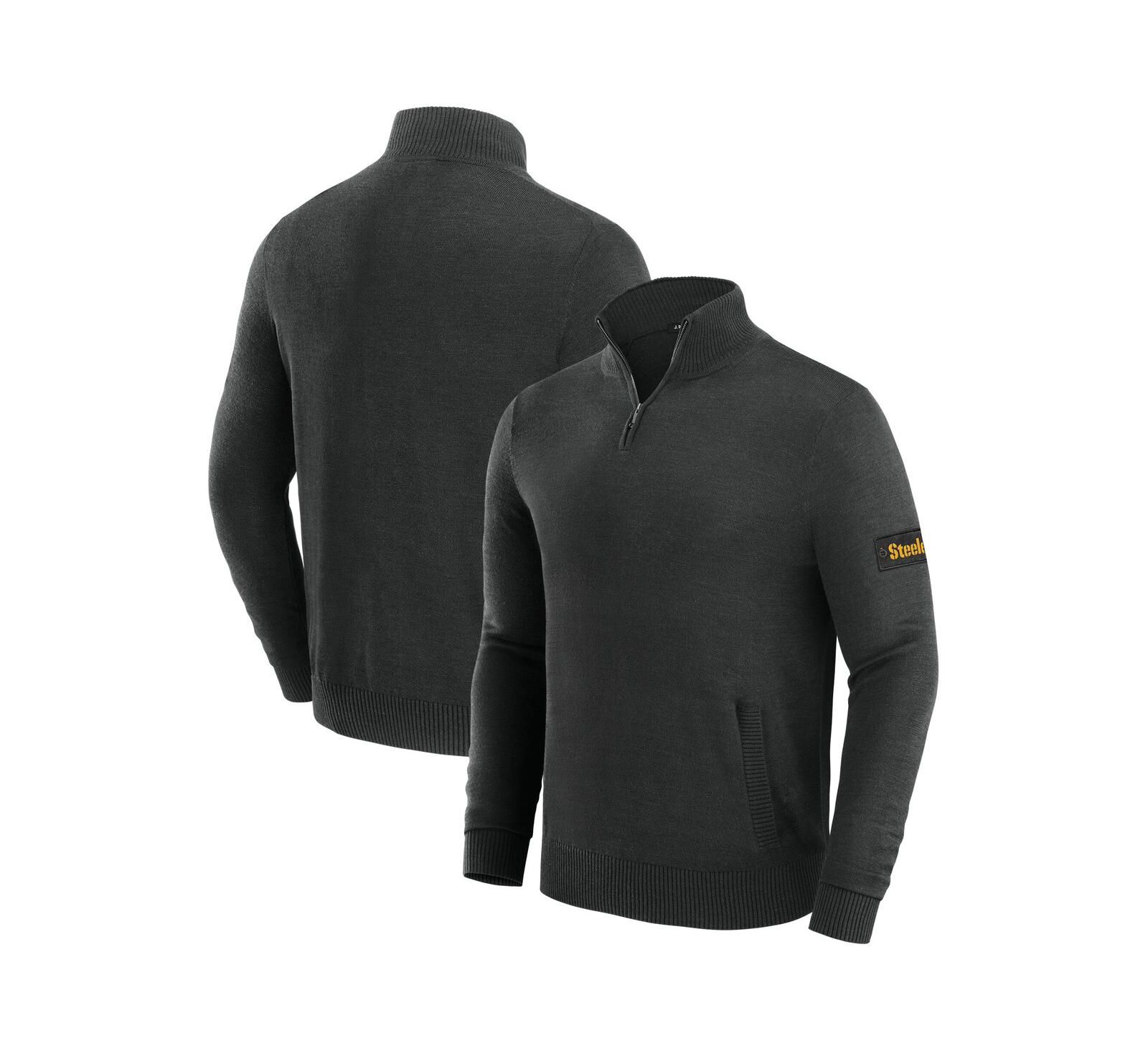 Мужской джемпер J. Palmer Black Pittsburgh Steelers Franchise Quarter-Zip Sweater