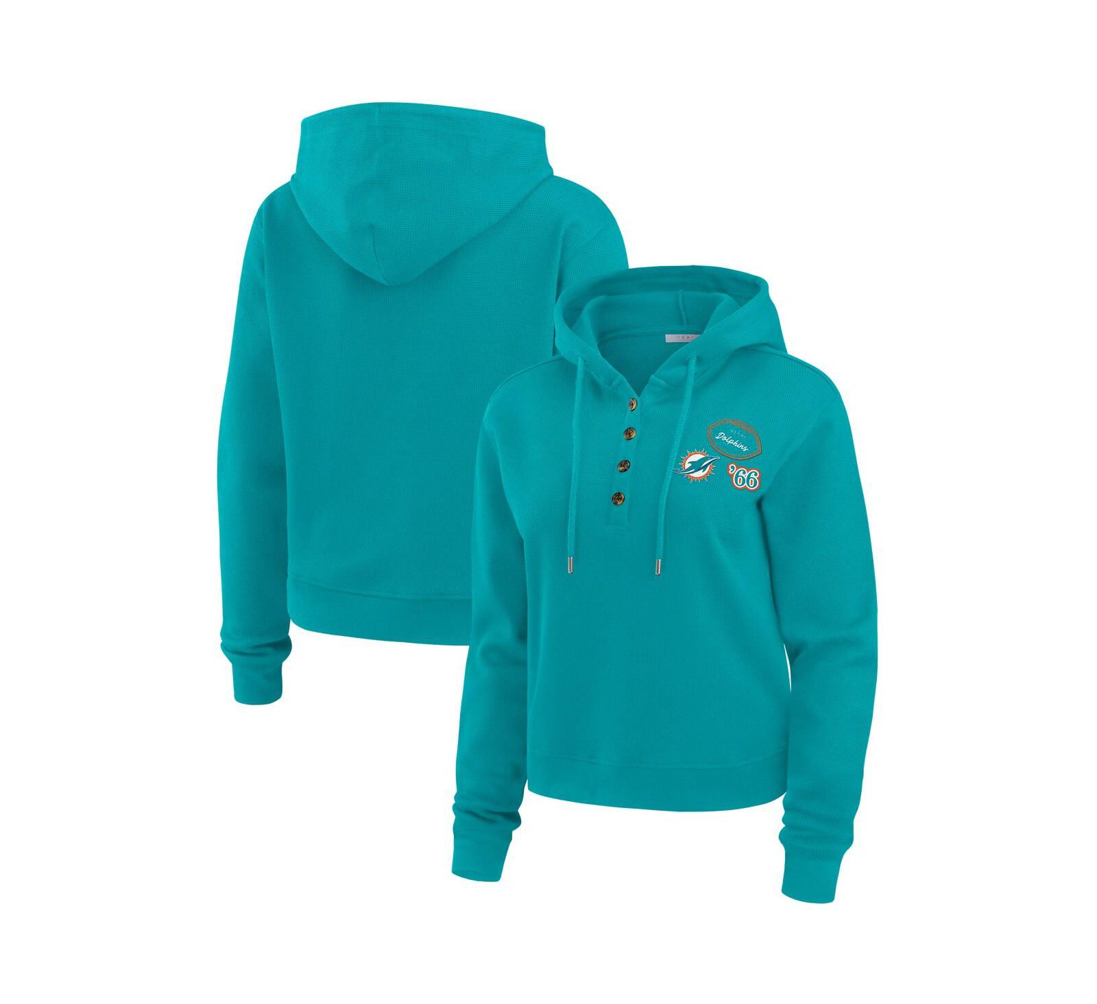 WEAR by Erin Andrews Женский худи-пуловер Waffle, цвет Aqua, Miami Dolphins