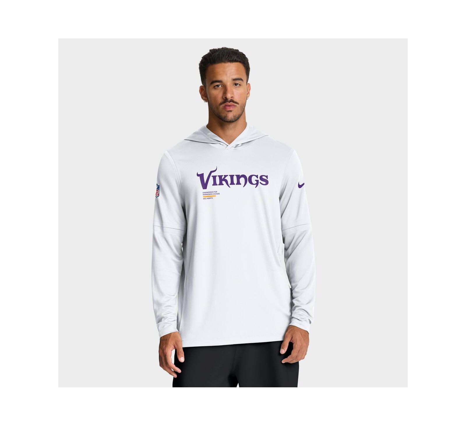 Nike Men's White Minnesota Vikings Sideline Pure Fury Performance Long Sleeve Hoodie T-Shirt