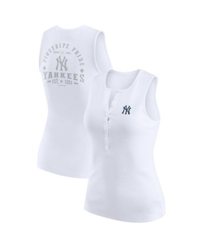 Женский трикотажный топ WEAR by Erin Andrews New York Yankees White Rib-Knit Henley