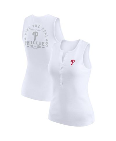 Женский топ-майка WEAR by Erin Andrews White Philadelphia Phillies Rib-Knit Henley