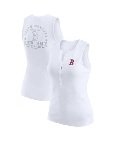WEAR by Erin Andrews Женский трикотажный топ-майка Henley Boston Red Sox, белый