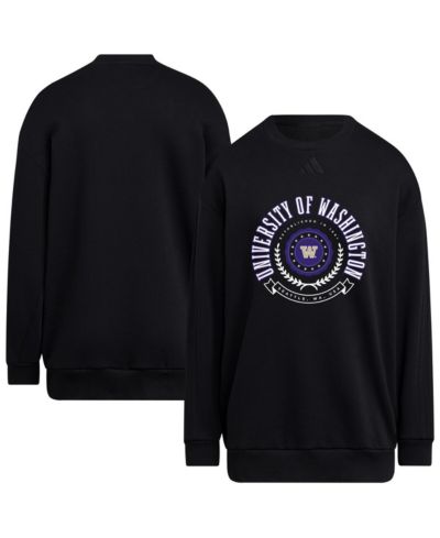 Adidas Women's Black Washington Huskies Oversized Crewneck Pullover Sweatshirt