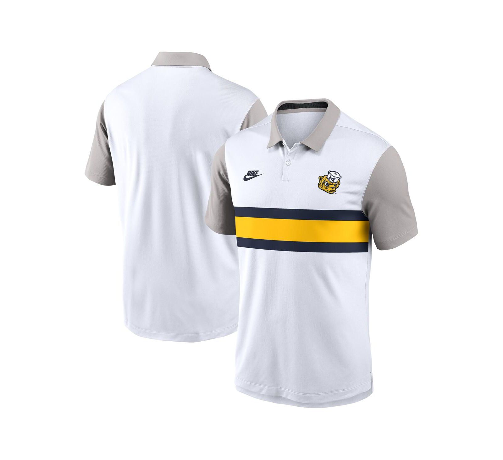 Nike Men's White/Gray Michigan Wolverines Athletic Prep Legacy Logo Vapor Performance Polo Shirt