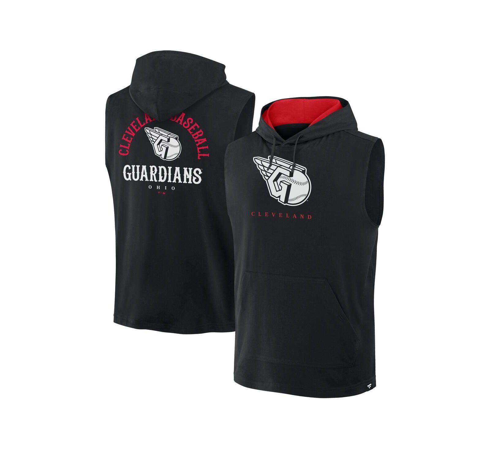 Fanatics Men's Black Cleveland Guardians Fire Speed Sleeveless Pullover Hoodie