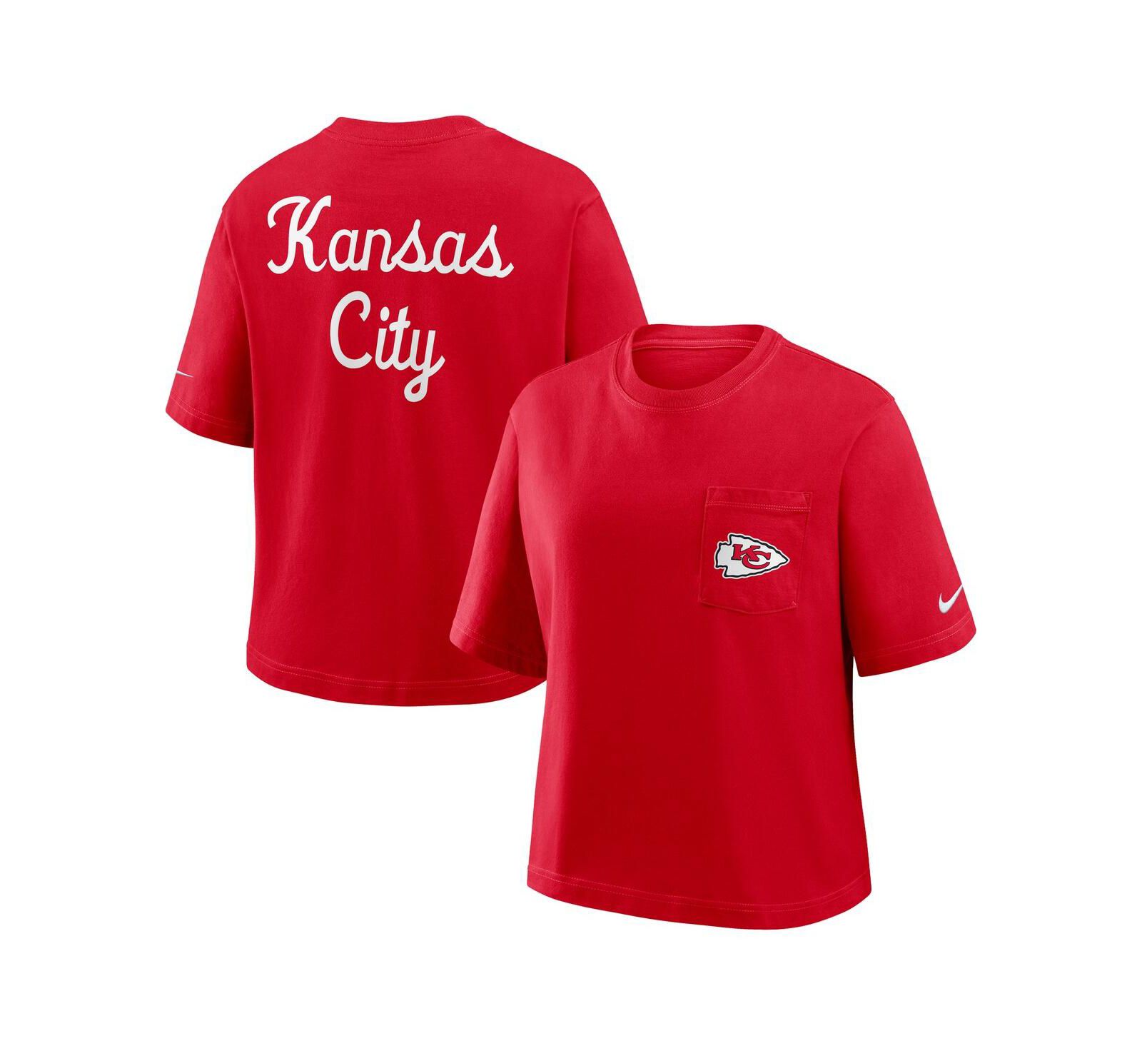 Nike Women's Red Kansas City Chiefs Rewind Pocket Boxy T-Shirt