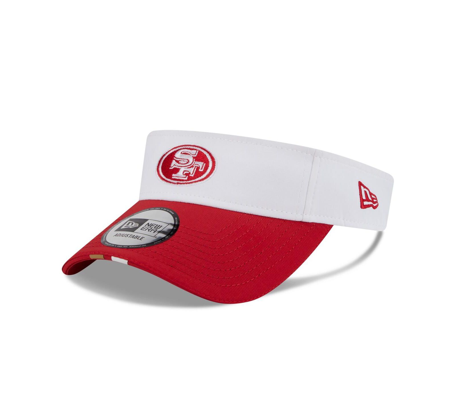 Мужская регулируемая кепка New Era White/Scarlet San Francisco 49ers 2025 NFL Training Camp