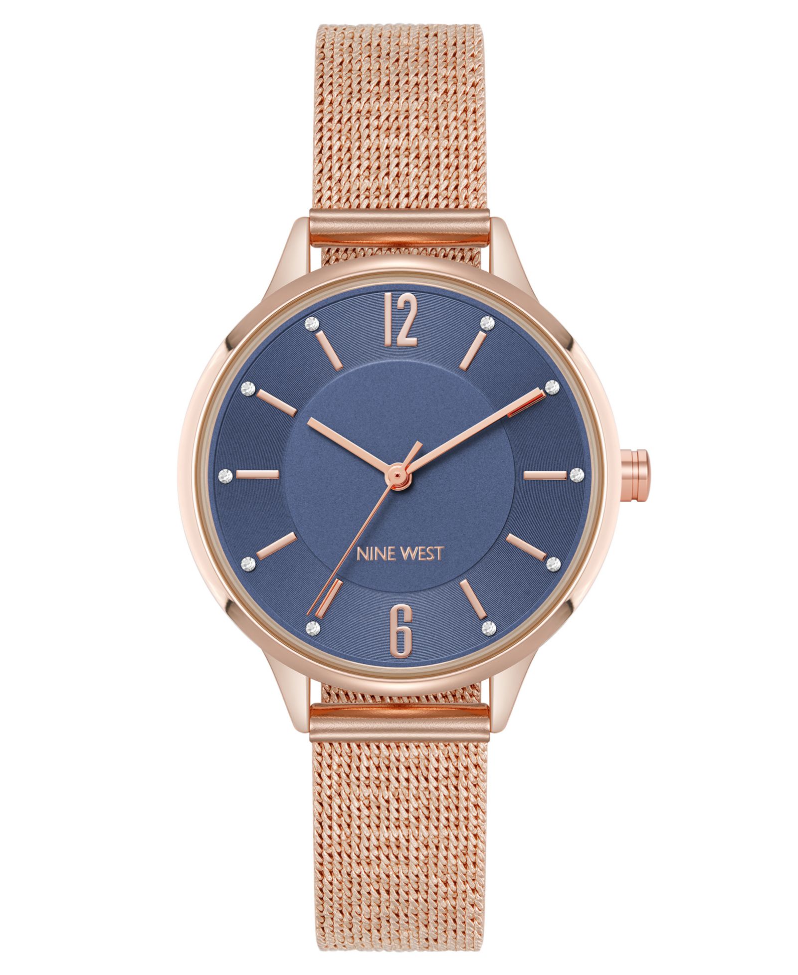 Nine West Женские кварцевые часы с сетчатым стальным браслетом, 34mm