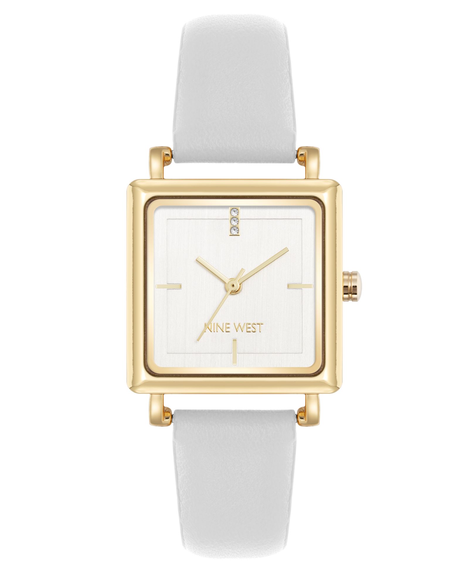 Женские часы Nine West Quartz White Leather and Gold-Tone, 29mm