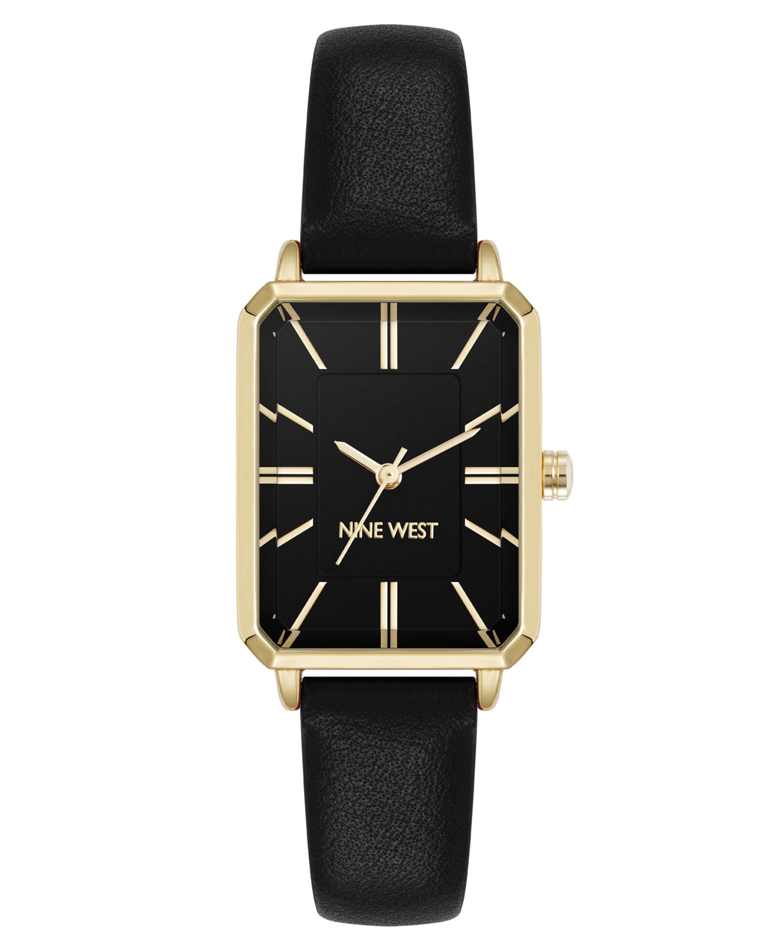Женские часы Nine West Quartz Petite, черная кожа и золотистый цвет, 25mm