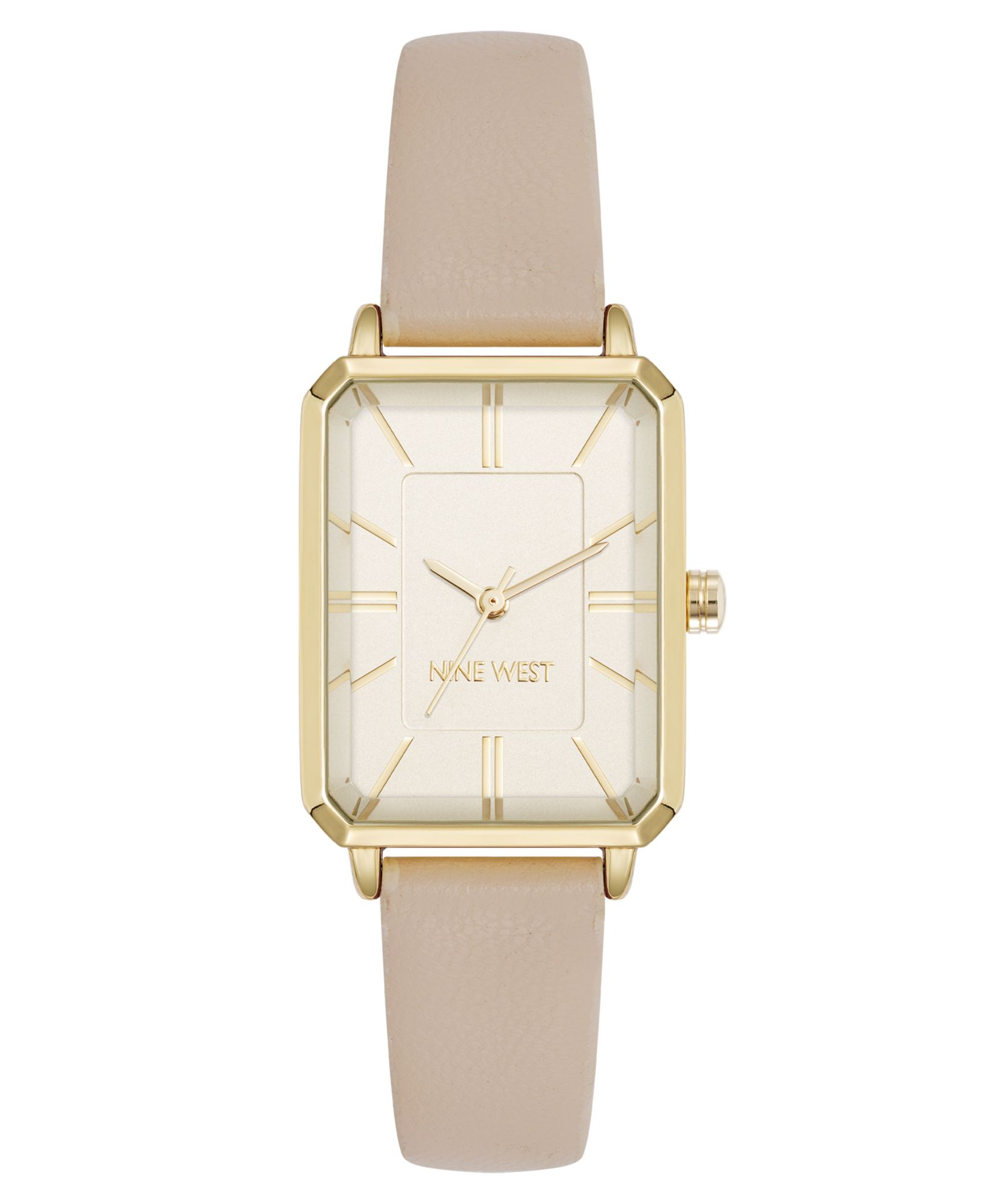Nine West Women's Quartz Petite Cream Leather and Gold-Tone Watch, 25mm