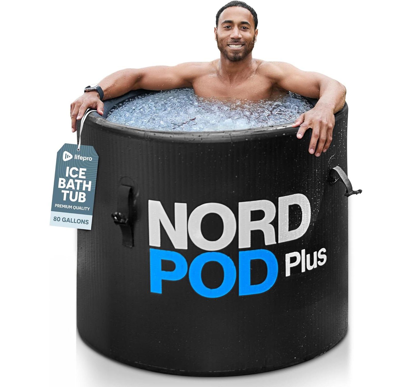 Lifepro NordPod Plus Portable Ice Bath Tub - XL Cold Plunge Tub for Athletes, Indoor/Outdoor Use - Foldable 80-Gallon Inflatable Ice Bath