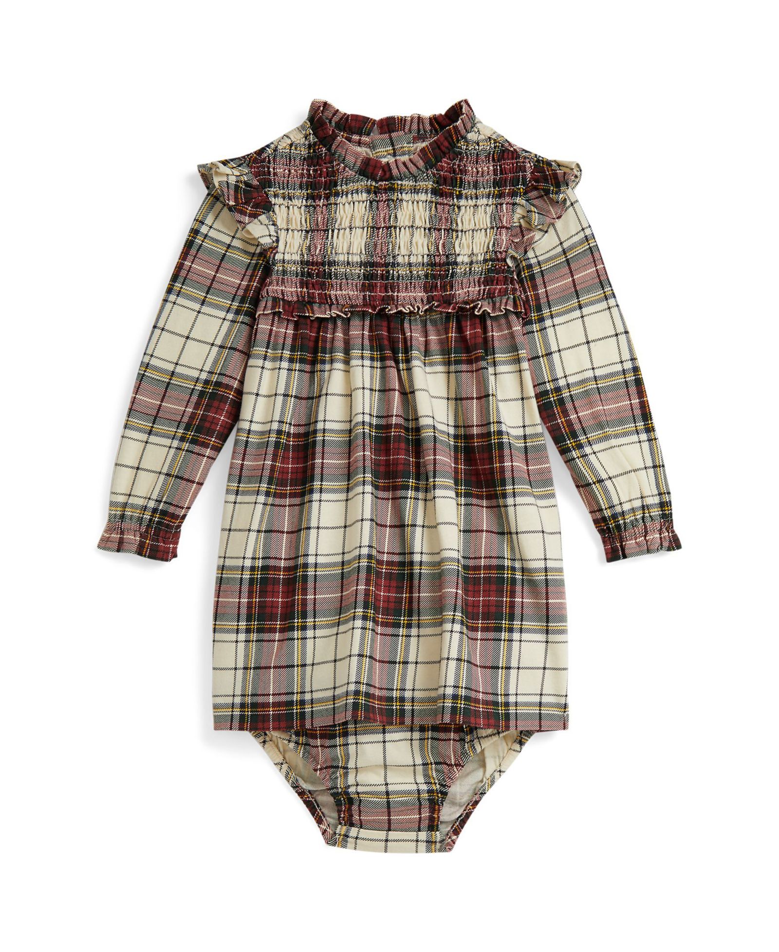 Детское платье и подгузник Polo Ralph Lauren Baby Girls' Plaid Cotton Jersey