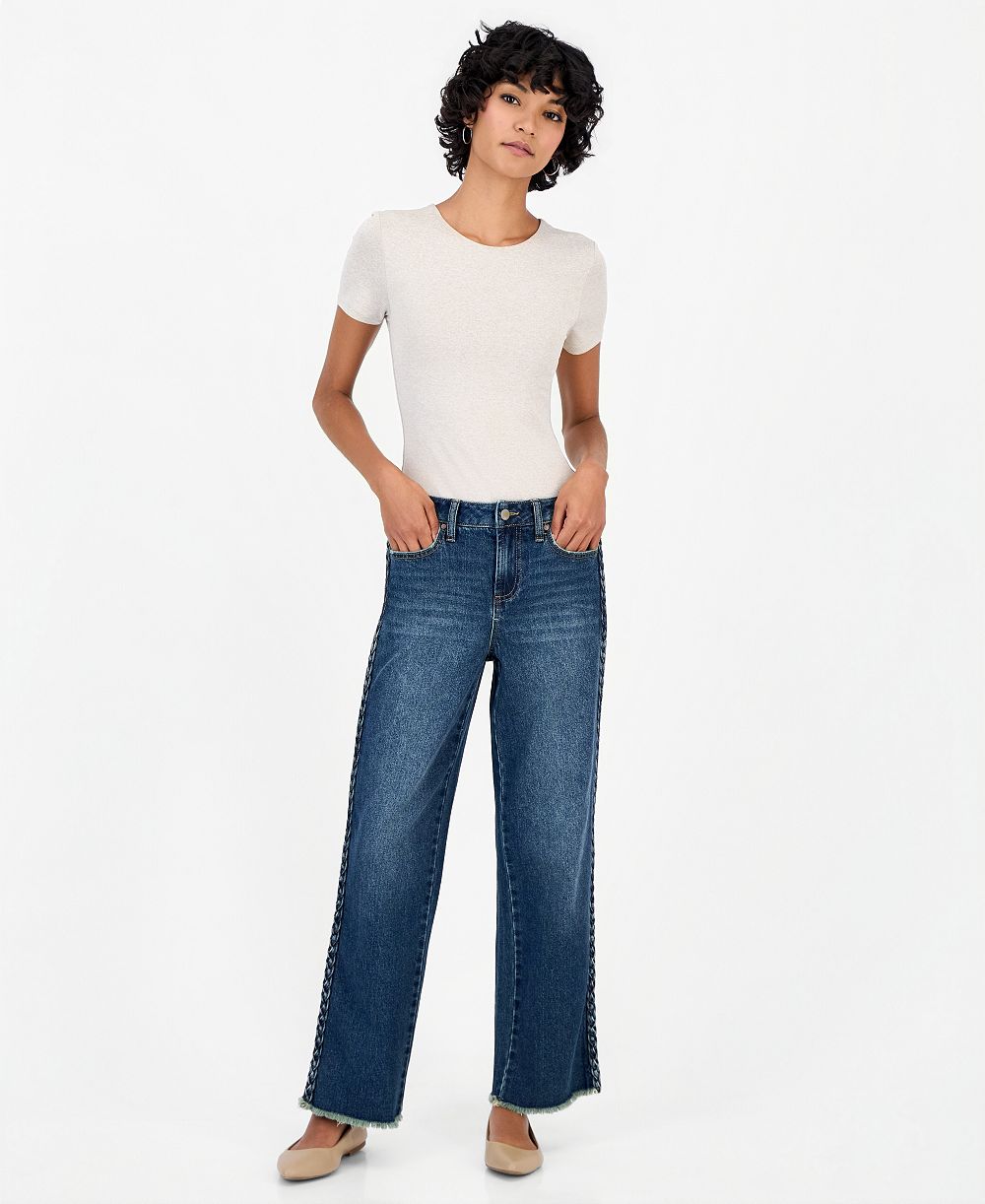 And Now This Petite Side-Braid Straight-Leg Jeans, Macy's Exclusive