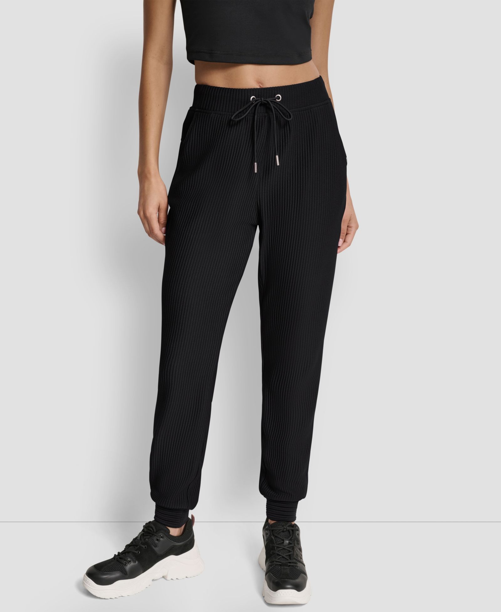 DKNY Women's Tech Ottoman Cuffed High Rise Joggers