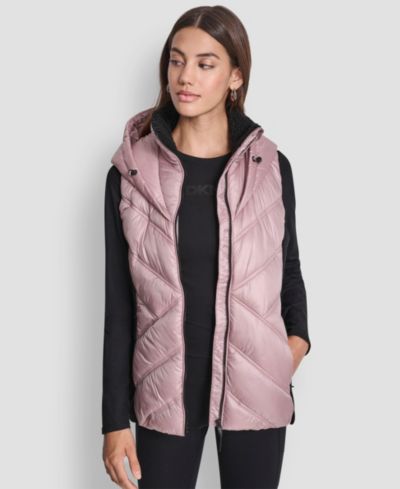 DKNY Женский утепленный жилет с контрастным воротником