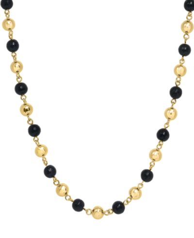 Мужское ожерелье EFFY Collection Black Agate в позолоченном серебре 14k Gold Plated Silver