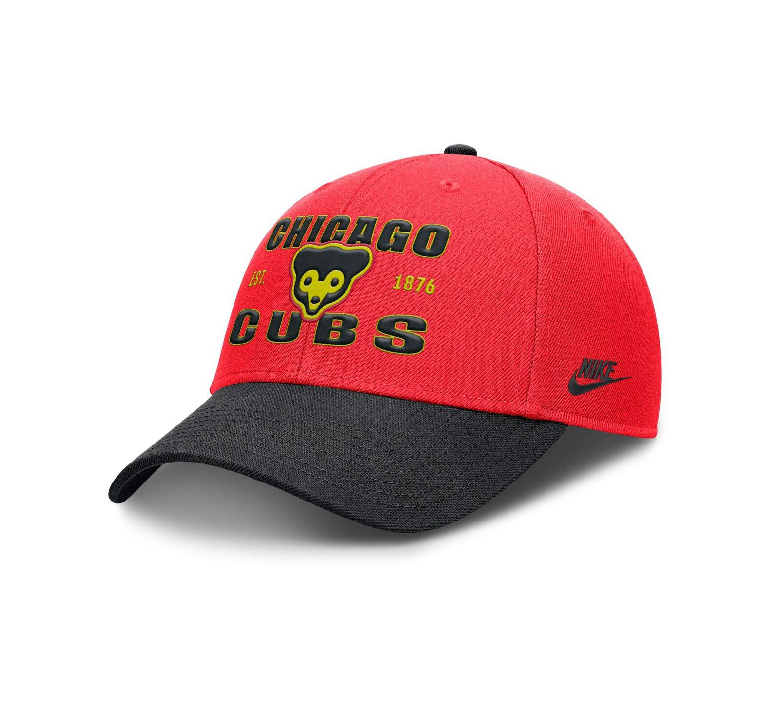 Nike Men's Crimson/Black Chicago Cubs Neon 90s Rise Adjustable Hat