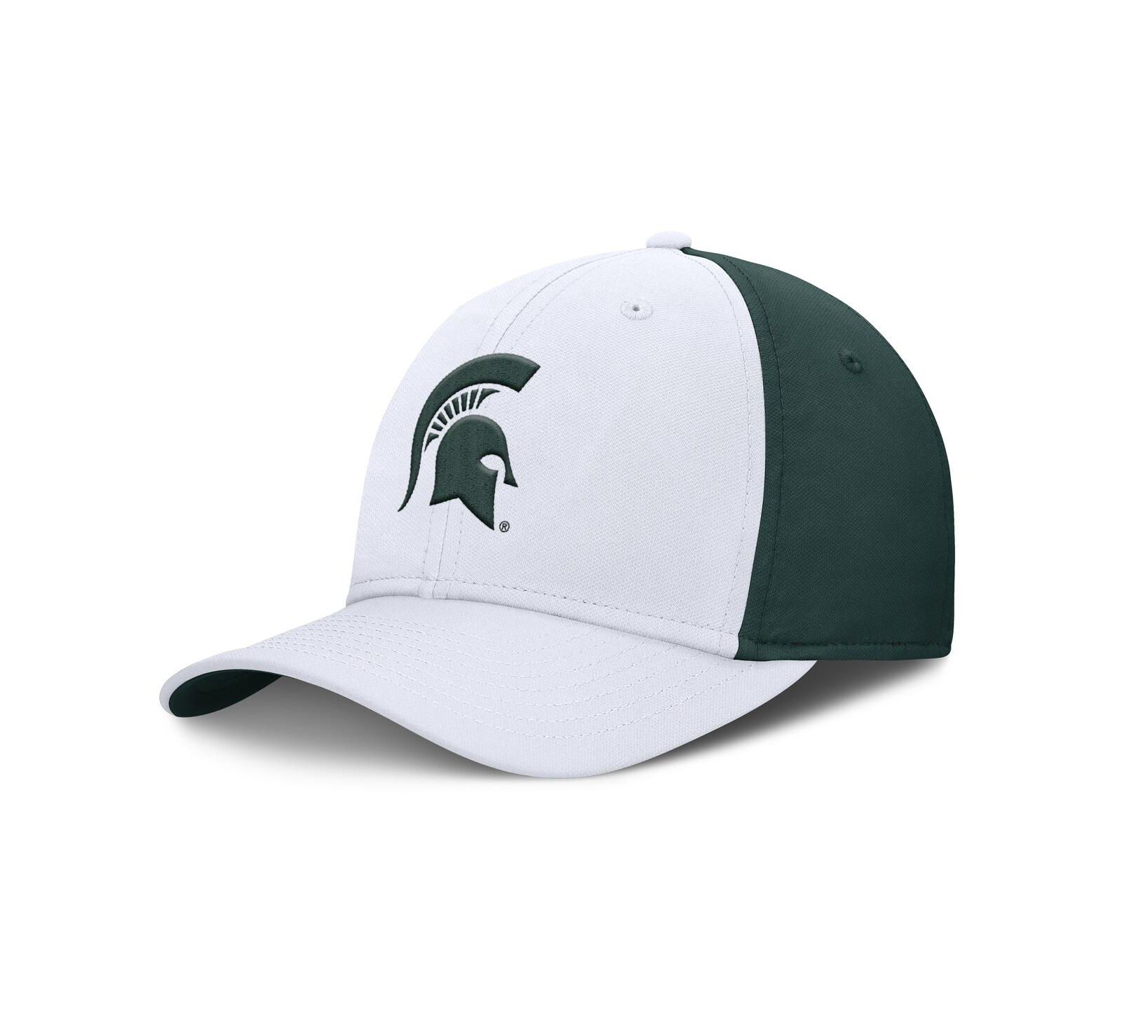 Мужская кепка Nike White/Green Michigan State Spartans 2025 Sideline Rise Local Performance Flex