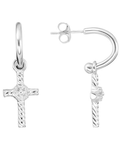 Серьги-кольца Macy's Cubic Zirconia в стерлинговом серебре (0.08 ct. t.w.)