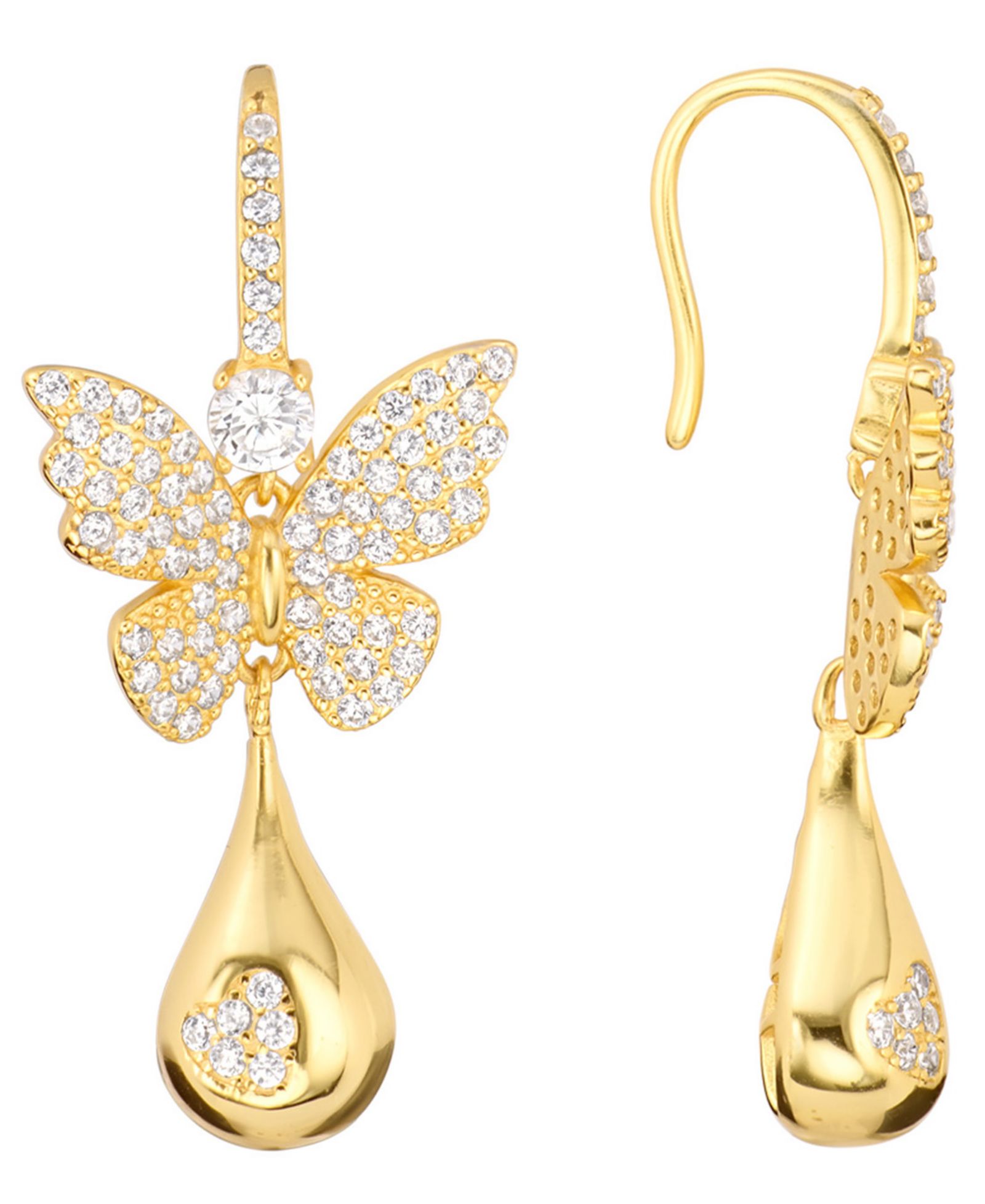 Macy's Cubic Zirconia Butterfly Drop Earrings (0.93 ct. t.w.) in Sterling Silver (also in 14k Gold Over Sterling Silver)