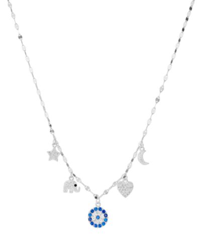 Macy's Cubic Zirconia Eye Luck Charm Pendant Necklace (0.856 ct. t.w.) в Sterling Silver