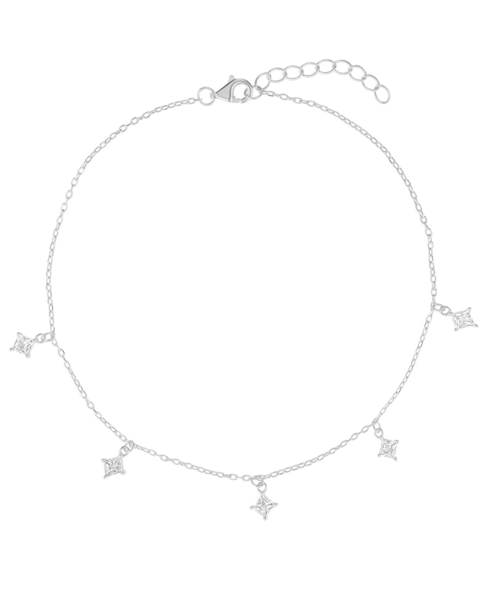 Браслет-анклет Cubic Zirconia Princess в стерлинговом серебре (1.5 ct. t.w.)