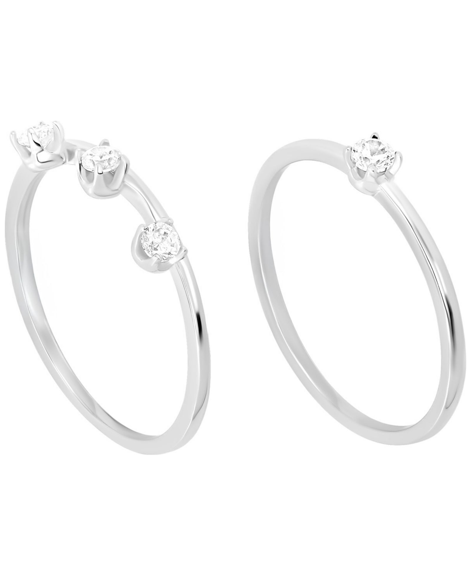 Кольца в наборе Macy's 2-Piece Cubic Zirconia Stackable (0.48 ct. t.w.) из Sterling Silver и Gold Over Sterling Silver