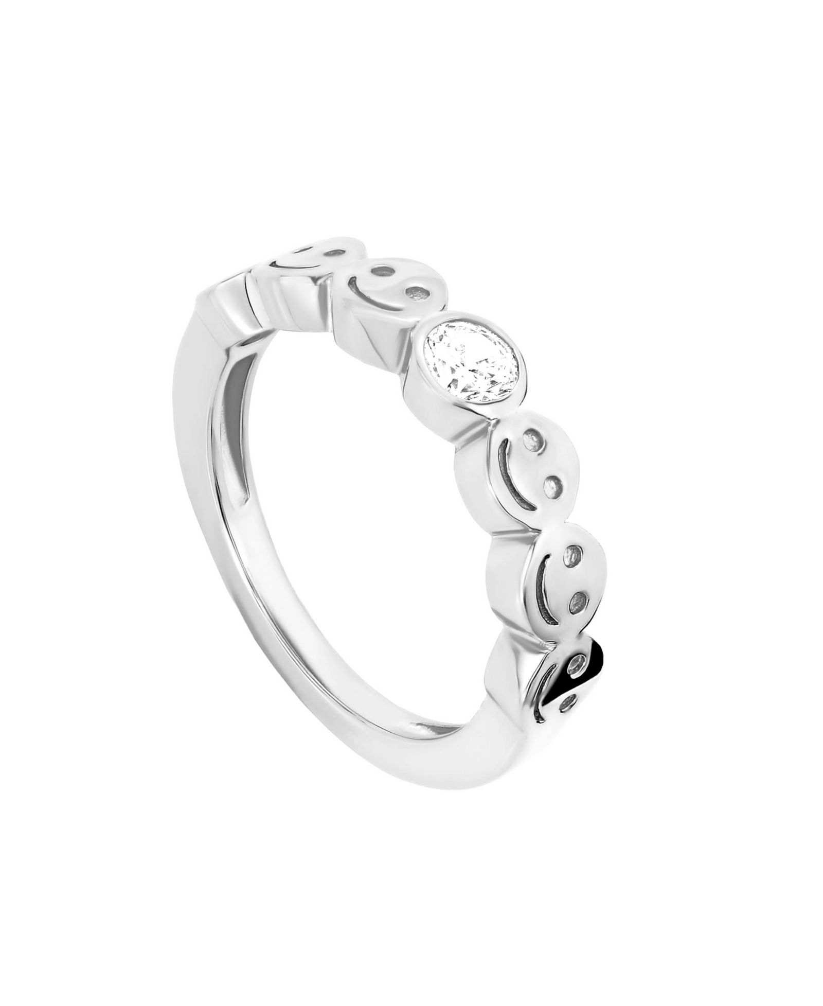 Macy's Sterling Silver Cubic Zirconia Smiley Face Band Ring