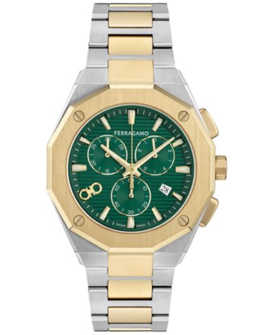 Мужские часы Ferragamo Swiss Chronograph Edge Two-Tone Stainless Steel Bracelet 42mm