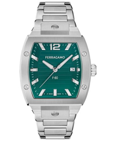 Часы Ferragamo Men's Swiss F-80 Tonneau Stainless Steel Bracelet 42mm