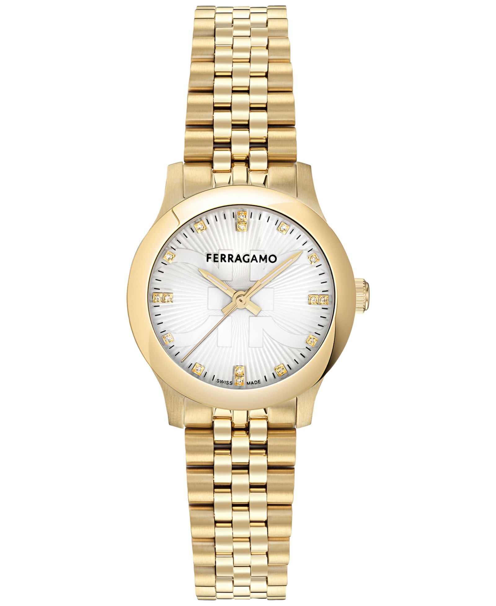 Ferragamo Женские часы Ferragamo Swiss Duo Diamond Gold Ion Plated 28mm