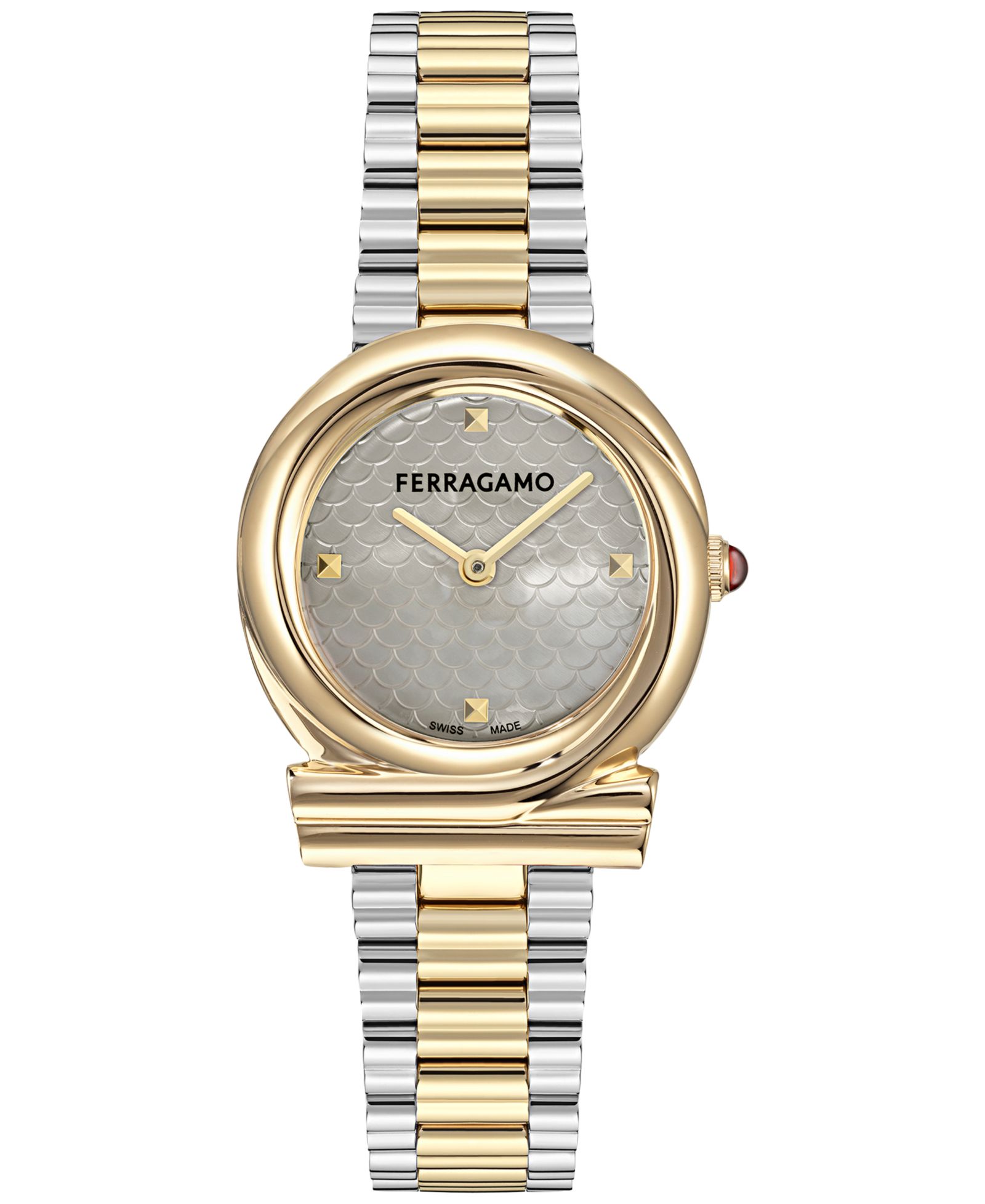Ferragamo Women's Swiss Gancini Twisted Two-Tone Stainless Steel Bracelet Watch 32mm